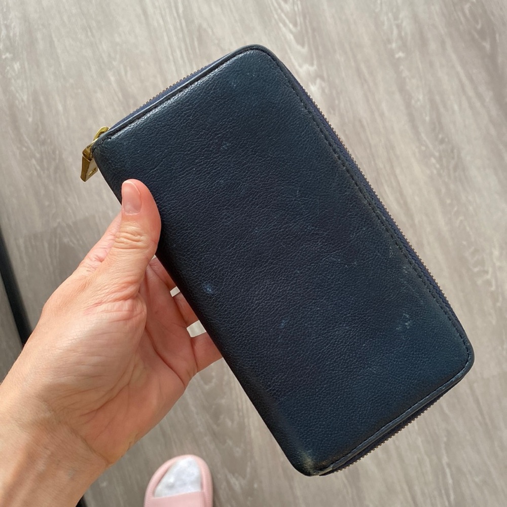 J Crew navy blue leather wallet